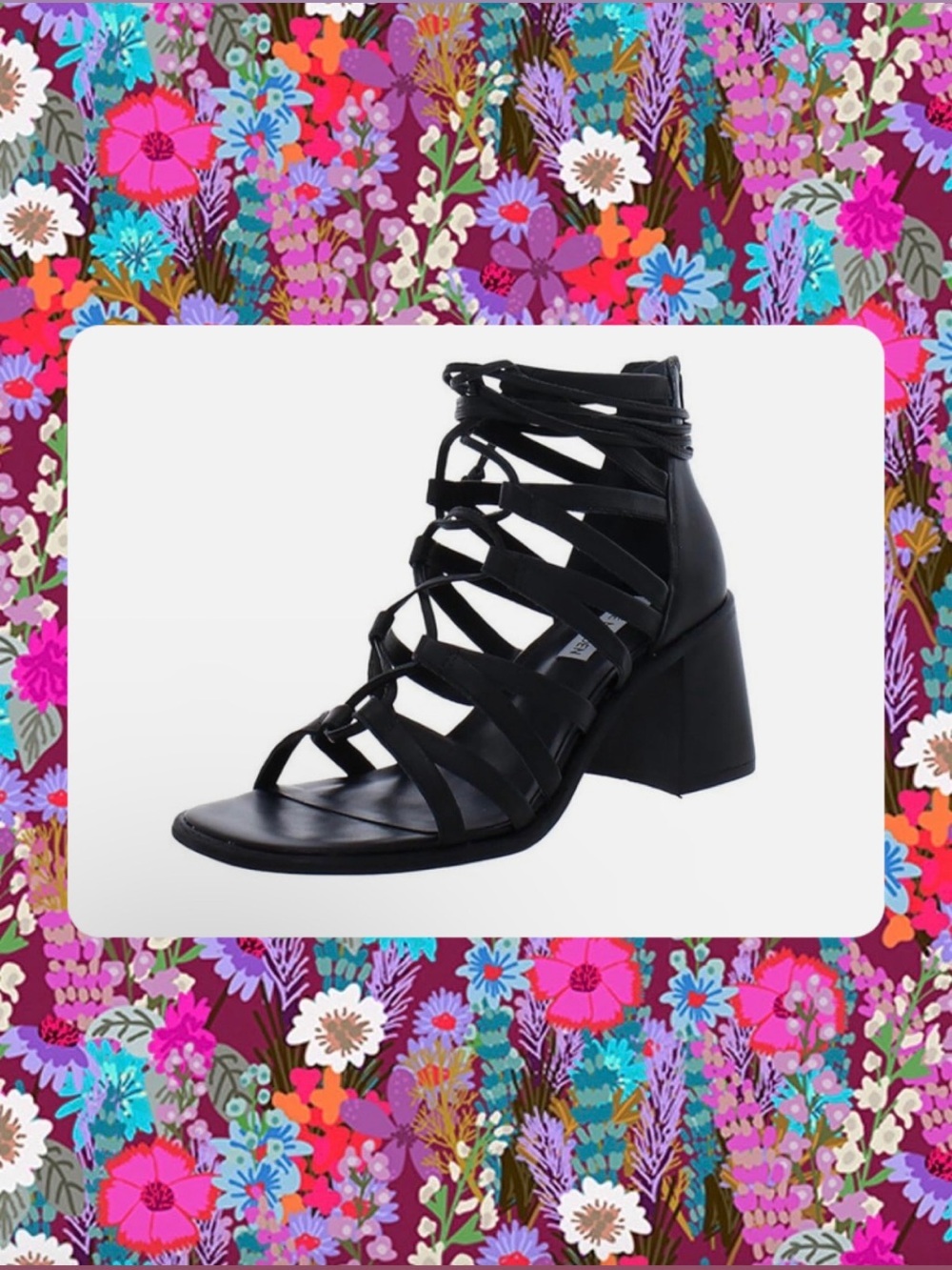 Steve Madden Black Strappy Block Heel Sandals 7.5
